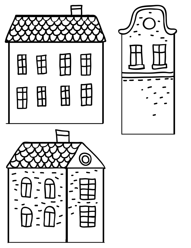 Free Cute Houses Embroidery Patterns Printable - The Graffical Muse