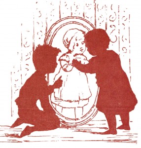 Free Vintage Clip Art - Red Children Silhouette 