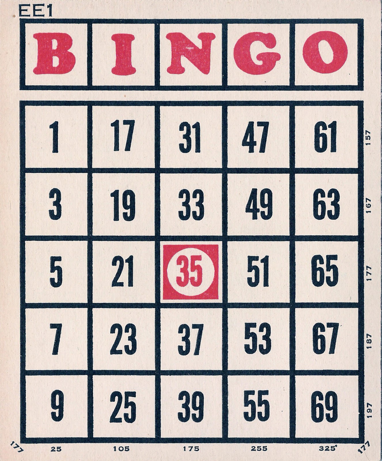 Vintage Bingo Card