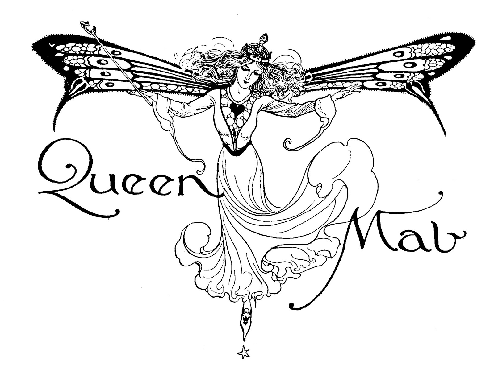 Vintage Fairy Illustration from Children's Book - Queen Mab