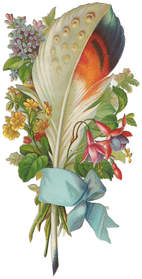 Victorian Feather with Flowers
