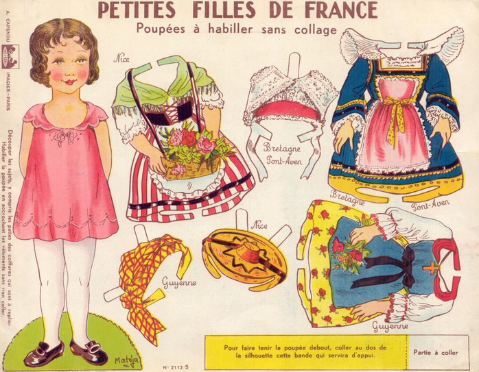 Vintage French Little Girl Paper Doll Set