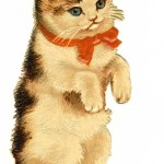 Three Cute Vintage Cats Victorian Clipart