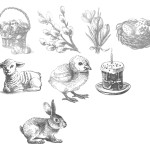 Free Photoshop Brushes – Vintage Easter Sketches