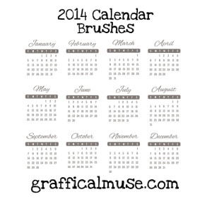 Free Photoshop Brushes - 2014 Calendar