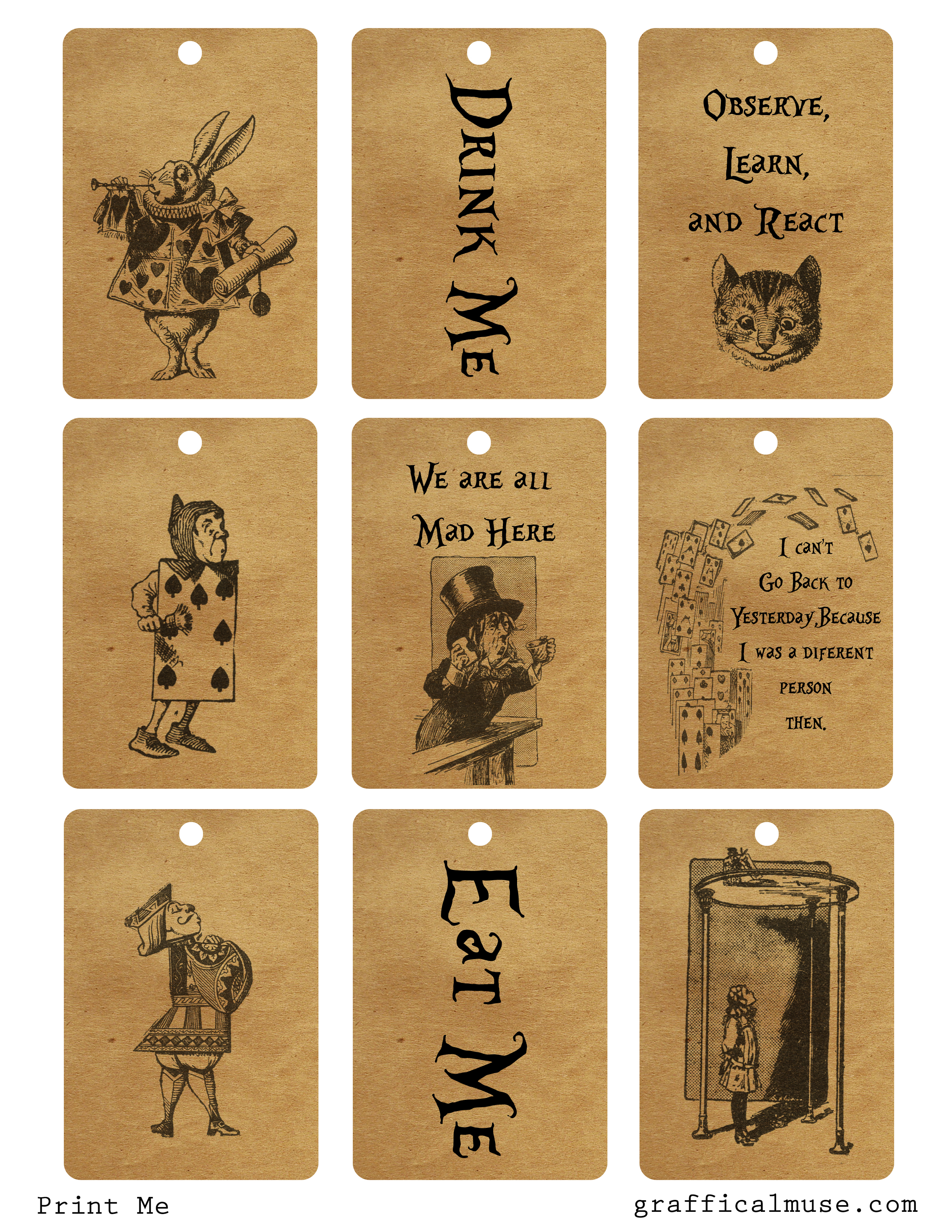 Free Vintage Alice in Wonderland Printable Tags