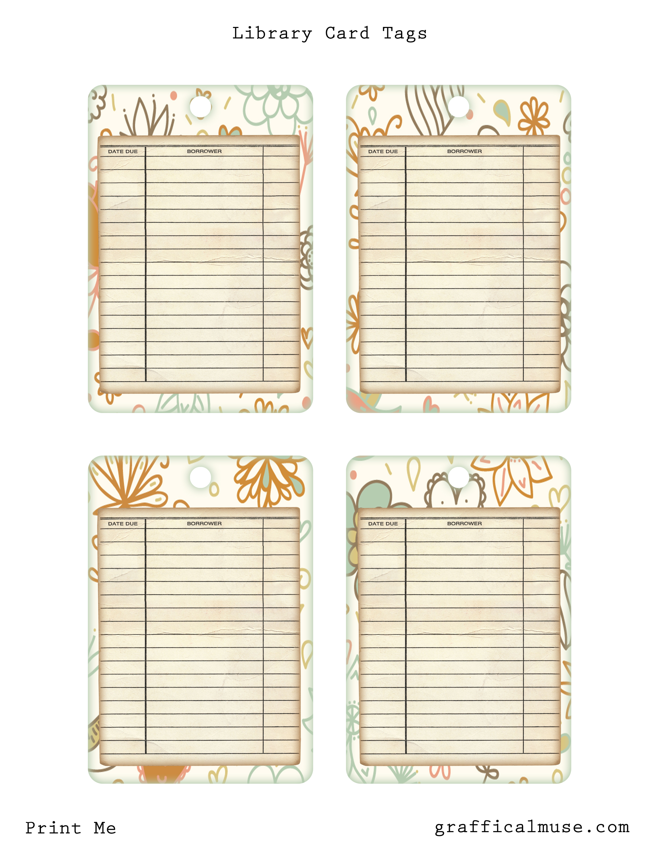 Vintage Library Card Tags