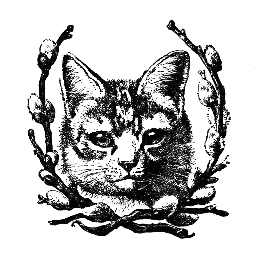 Vintage Printable Clip Art Cat Wreath