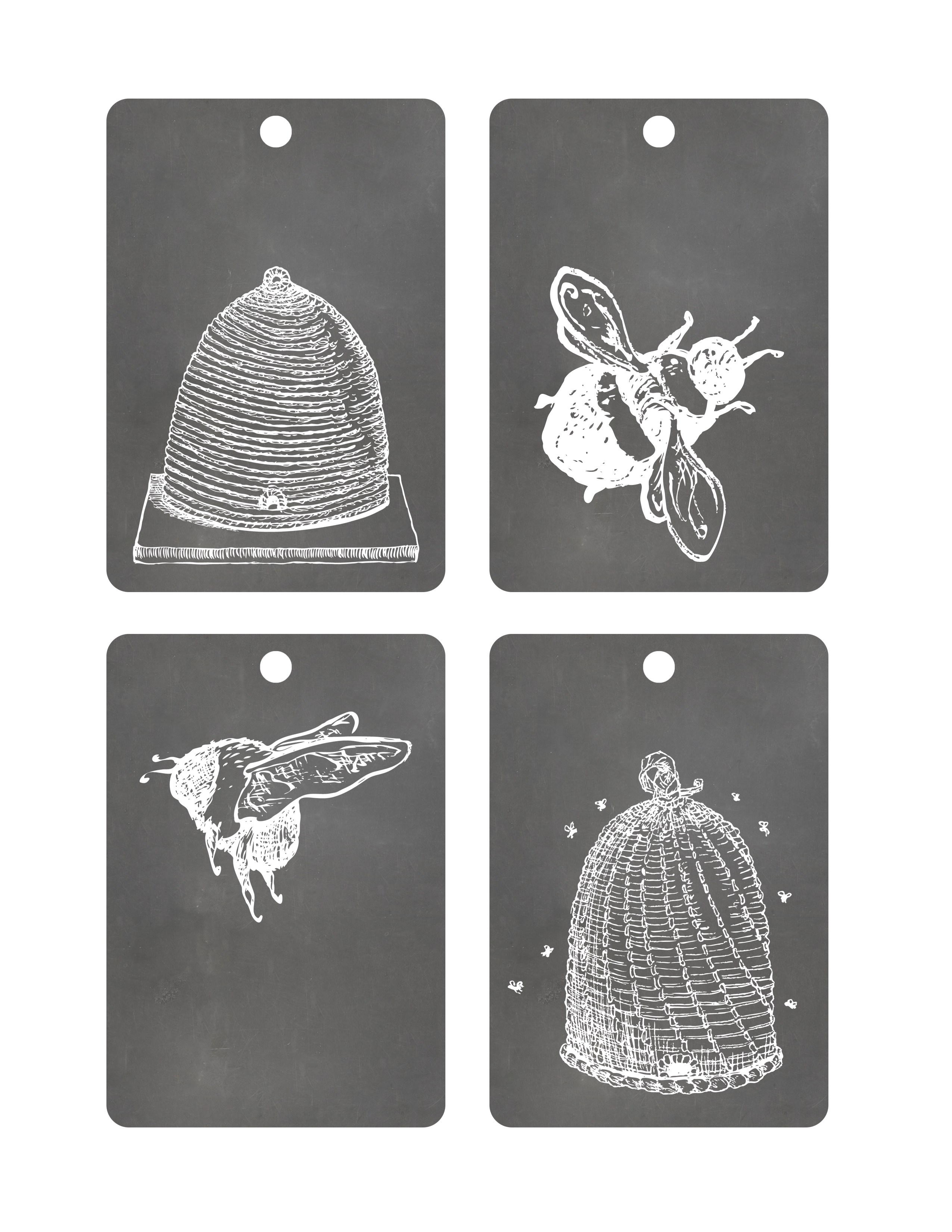 Free Printable Tags - Chalkboard Bees and Hives
