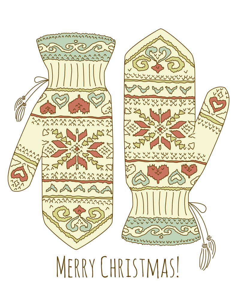 Free Printable Christmas Mittens Wall Art