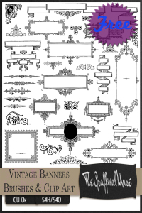 Free Photoshop Brushes, Vintage Banners, Frames, Ornaments, PNG Clip Art SetFree Photoshop Brushes, Vintage Banners, Frames, Ornaments, PNG Clip Art Set