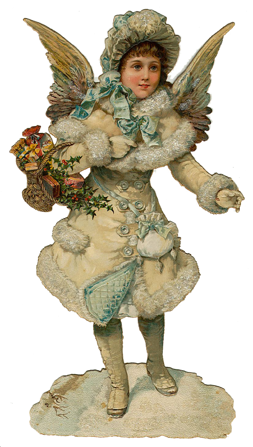 Vintage Victorian Christmas Die Cut Clip Art