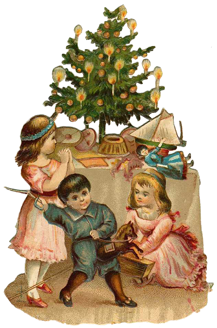 vintage Victorian Christmas die cut clip art