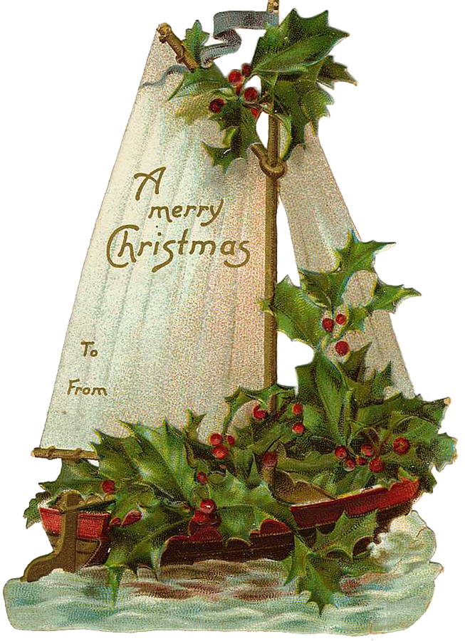 Vintage Victorian Christmas Die Cut Clip Art