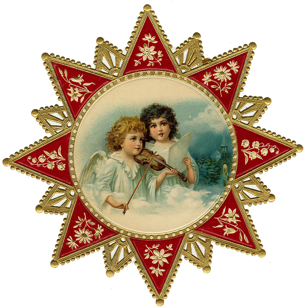 Vintage Victorian Christmas Die Cut Clip Art