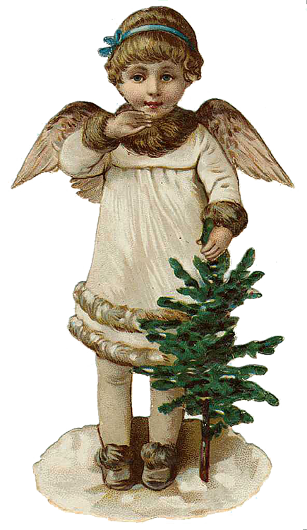 vintage Victorian Christmas die cut clip art