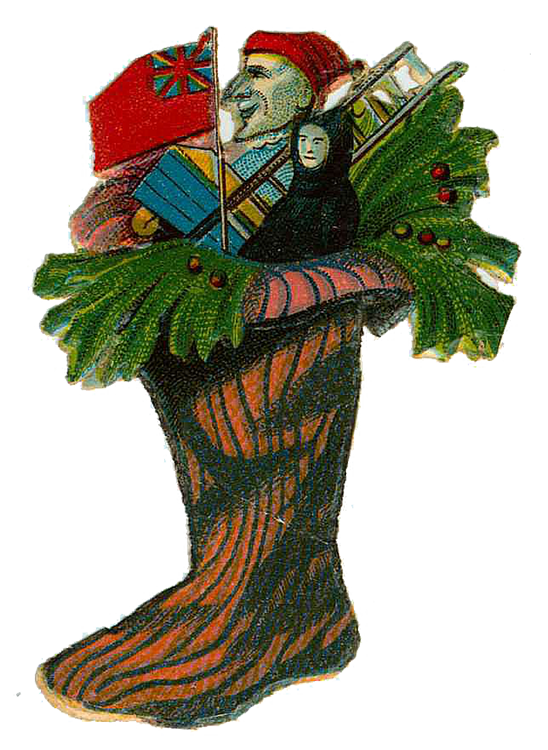 Vintage Victorian Christmas Die Cut Clip Art