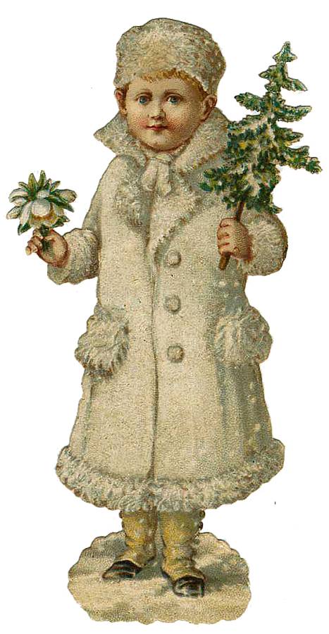 Vintage Victorian Christmas Die Cut Clip Art