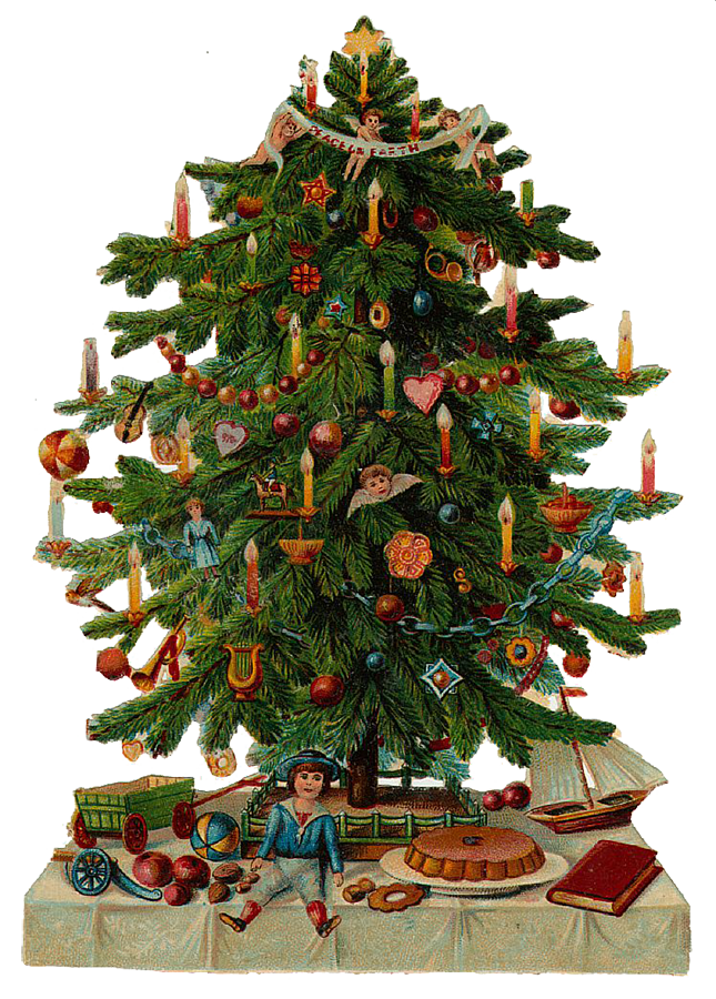 Vintage Victorian Christmas Die Cut Clip Art