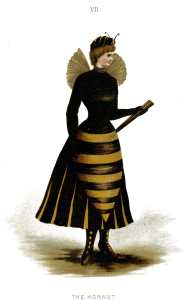 Vintage illustration of woman in hornet costume