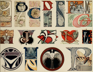 Vintage Art Nouveau Ornamental Lettering Examples - Four Pages