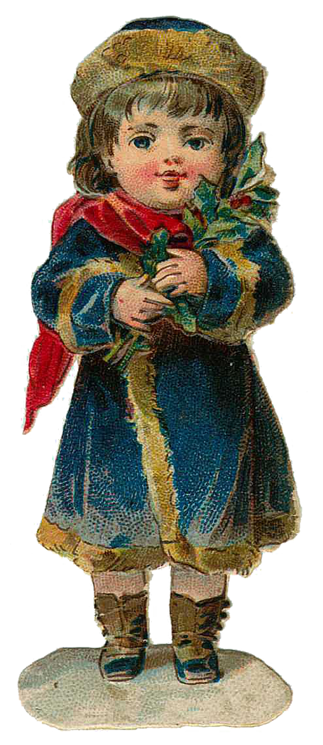 Vintage Victorian Christmas Die Cut Clip Art