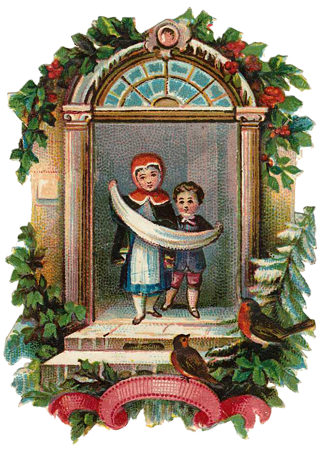 Vintage Victorian Christmas Die Cut Clip Art