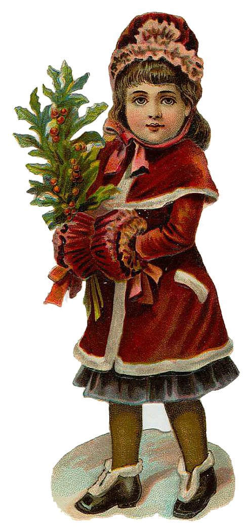 Vintage Victorian Christmas Die Cut Clip Art