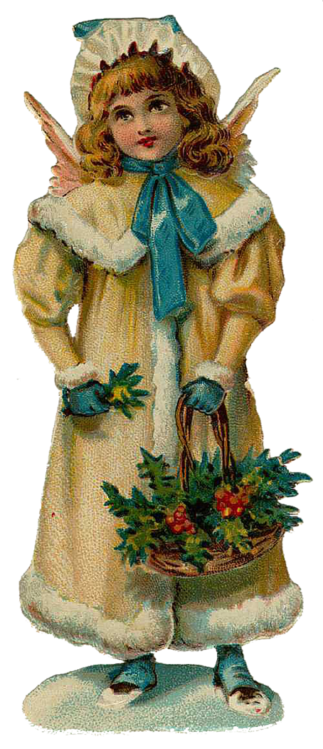 Vintage Victorian Christmas Die Cut Clip Art