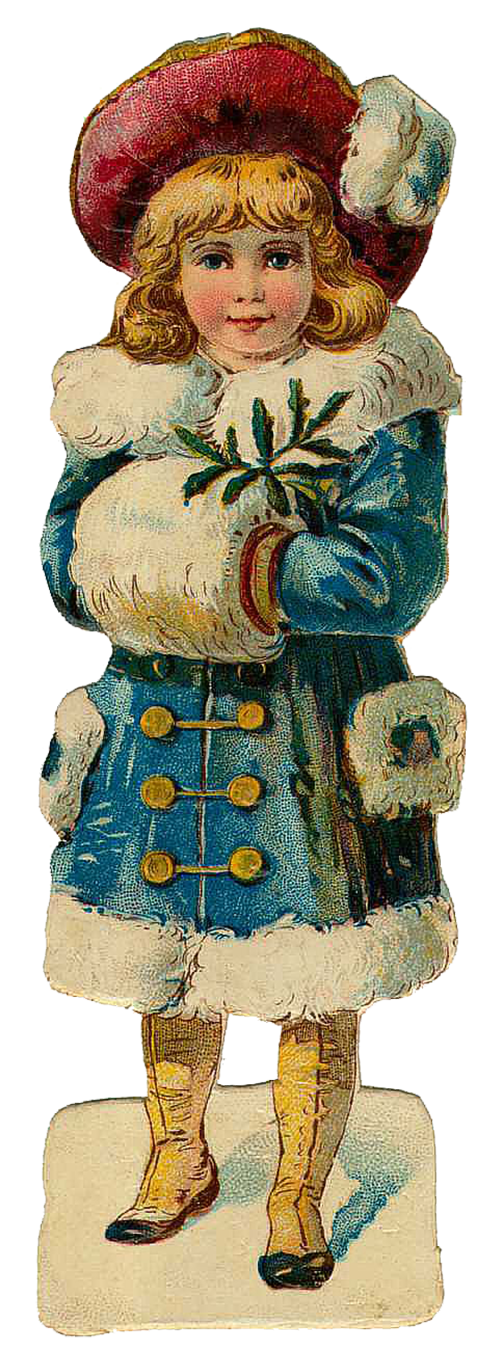 Vintage Victorian Christmas Die Cut Clip Art