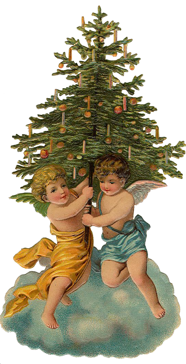 Vintage Victorian Christmas Die Cut Clip Art