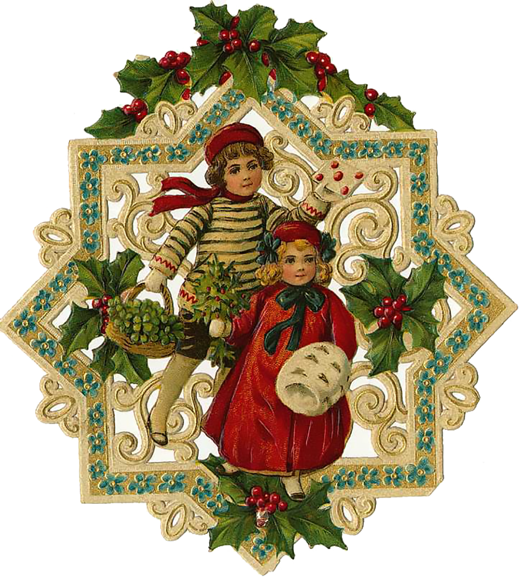 Vintage Victorian Christmas Die Cut Clip Art Day Eight