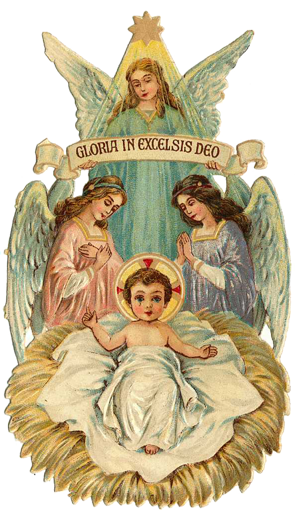 Vintage Victorian Christmas Die Cut Clip Art