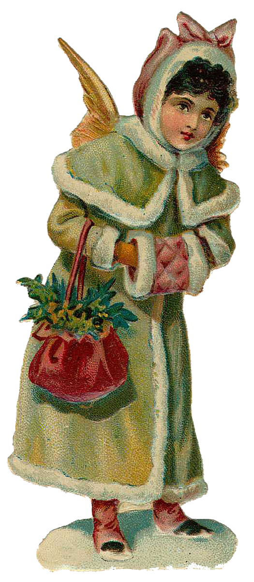 Vintage Victorian Christmas Die Cut Clip Art