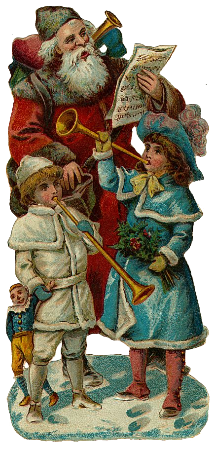 Vintage Victorian Christmas Die Cut Clip Art
