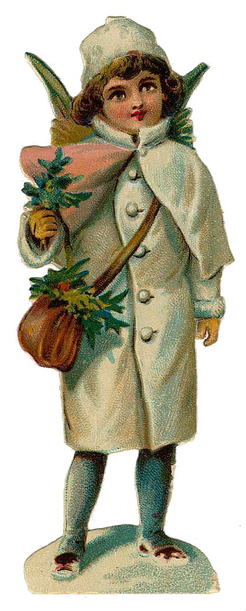 Vintage Victorian Christmas Die Cut Clip Art