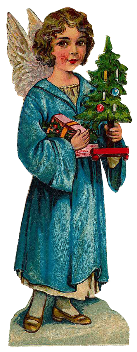 Vintage Victorian Christmas Die Cut Clip Art