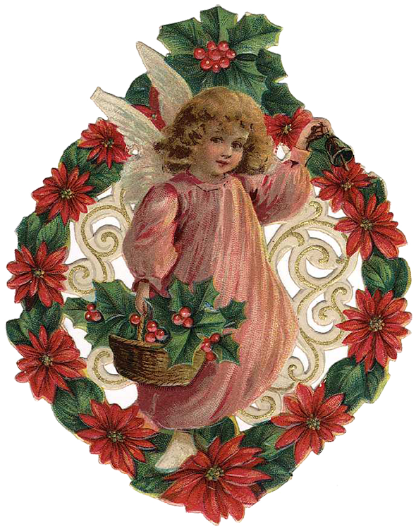 Vintage Victorian Christmas die Cut Clip Art