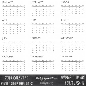 Free 2015 Calendar Photoshop Brushes