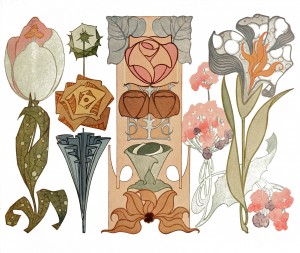 Vintage Illustration Art Nouveau Flowers