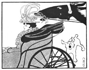 Vintage Art Nouveau Illustration - Lady on a Ride