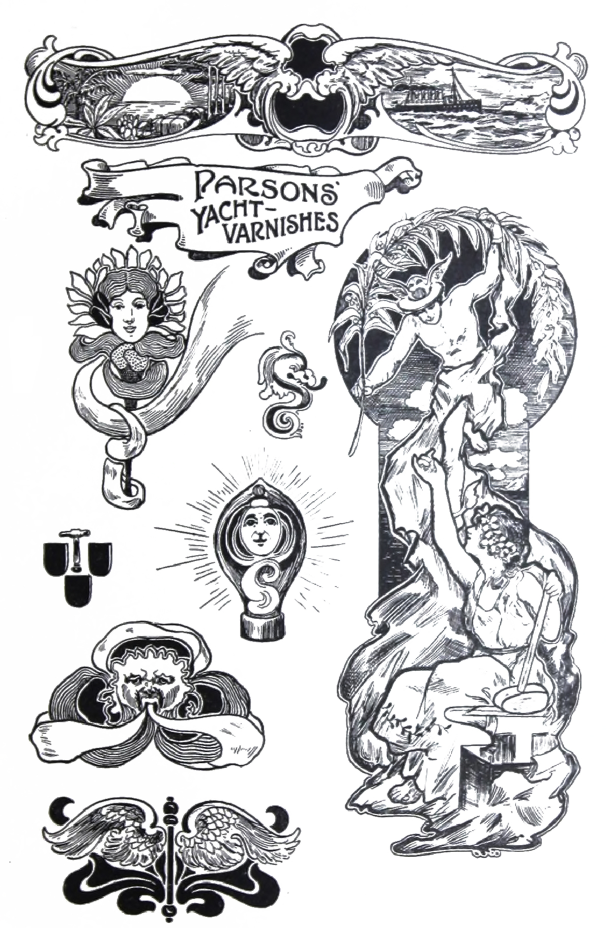 Vintage Printable Illustration - Art Nouveau Decorative Ornaments