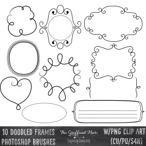 Free Photoshop Brushes PNG Clip Art Pack Doodled Frames