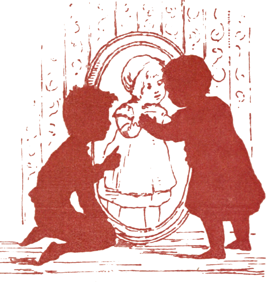 Free Vintage Clip Art Red Children Silhouette