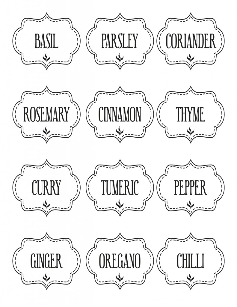 Free Printable Kitchen Spice Labels