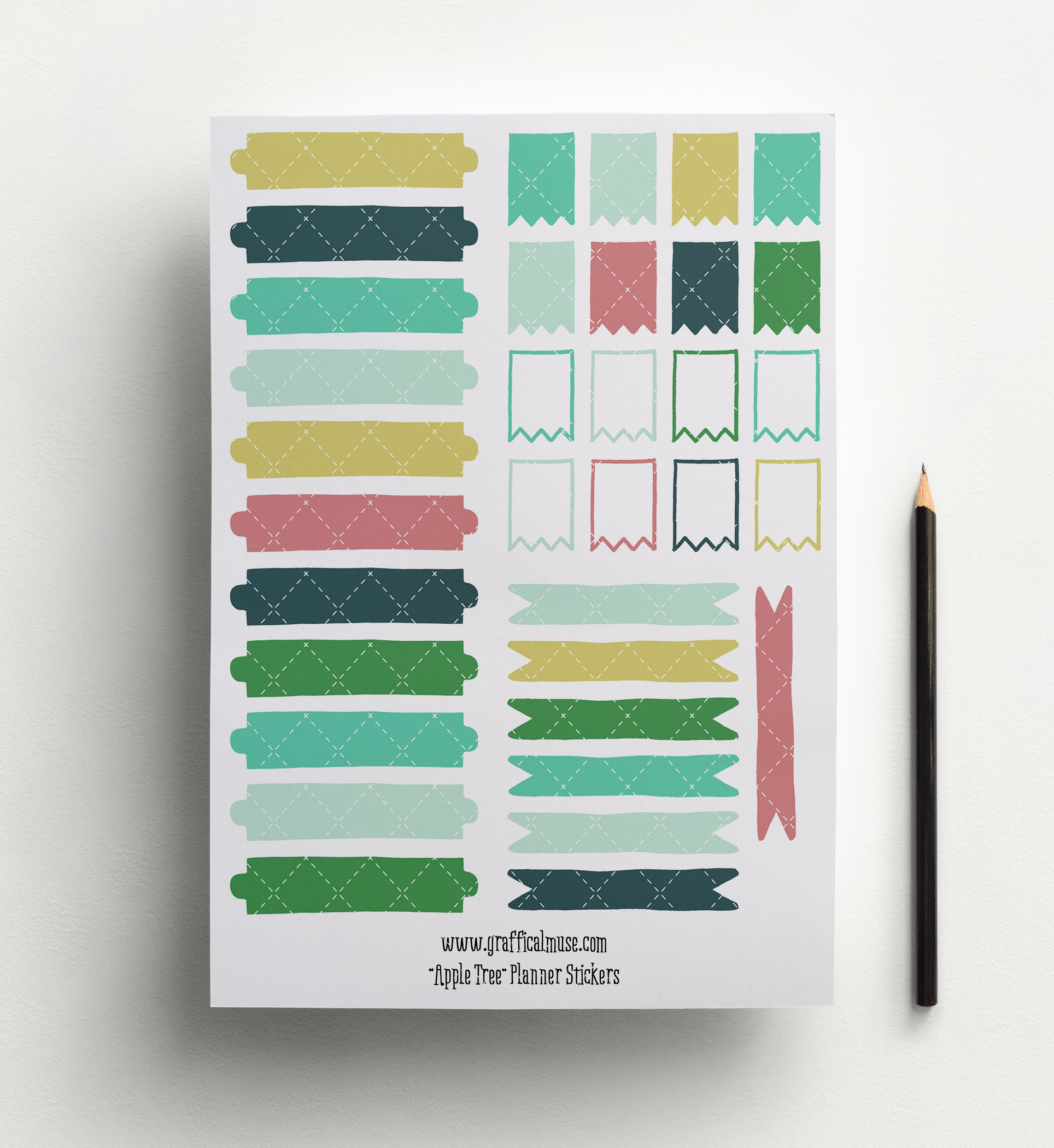 Label and Flag Stickers - Apple Tree - Planner Printables
